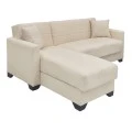 Corner sofa bed reversible with storage space Stashio pakoworld cream fabric 202x143x84cm