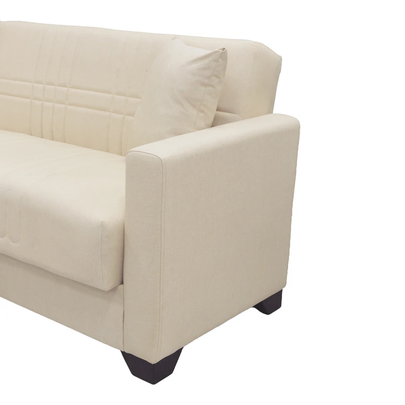 Corner sofa bed reversible with storage space Stashio pakoworld cream fabric 202x143x84cm