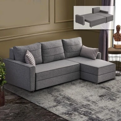Ece Megapap fabric right corner sofa in grey color 242x145x88cm.