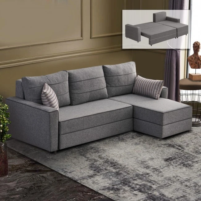 Ece Megapap fabric right corner sofa in grey color 242x150x88cm.