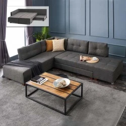 Manama Megapap fabric left corner sofa in antracite color 280x206x85cm.