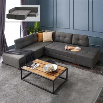 Manama Megapap fabric left corner sofa in antracite color 280x206x85cm.