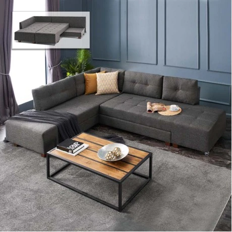 Manama Megapap fabric left corner sofa in antracite color 280x206x85cm.