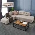 Manama Megapap fabric left corner sofa in cream color 280x206x85cm.