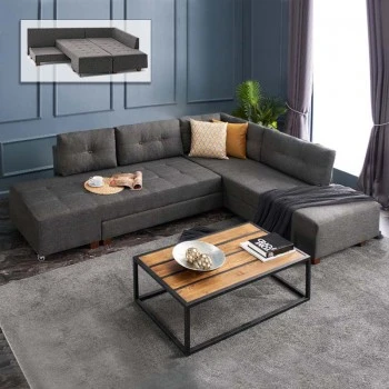 Manama Megapap fabric right corner sofa in anthracite color 280x206x85cm.