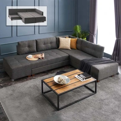 Manama Megapap fabric right corner sofa in anthracite color 280x206x85cm.