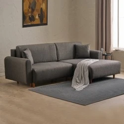 Mane Megapap fabric corner sofa bed, right corner in anthracite color 246x160x85cm.