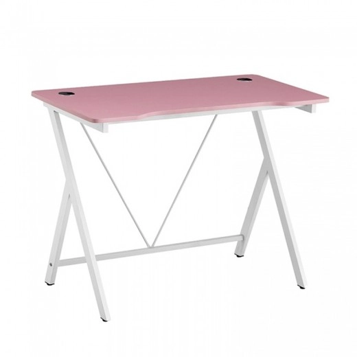 ΓΡΑΦΕΙΟ 100X50X75εκ.ΡΟΖ MDF/ΛΕΥΚΟ ΜΕΤΑΛΛΙΚΟ