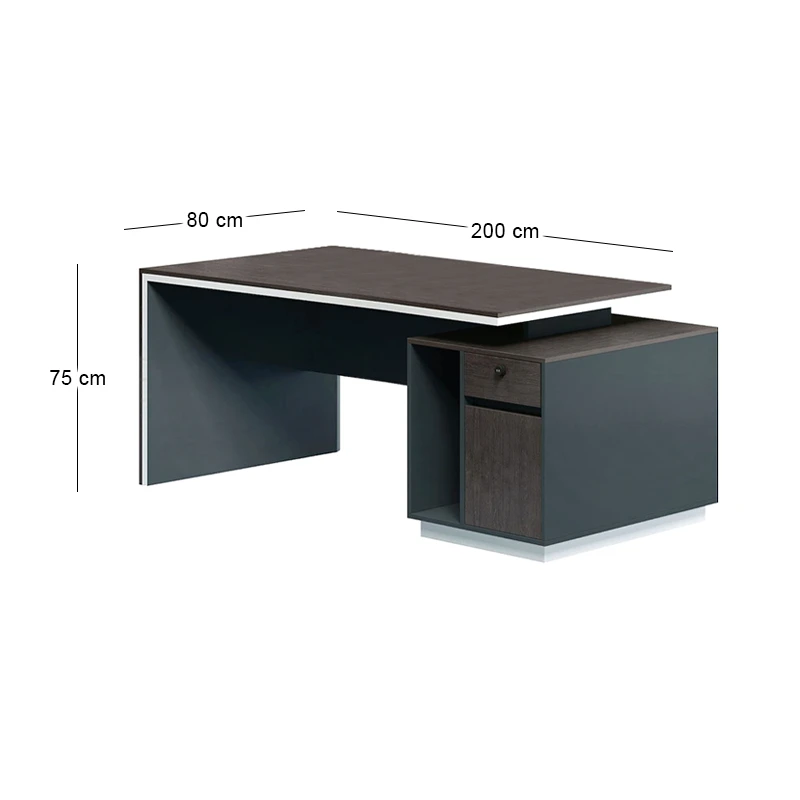 ADVANCE Desk 200x80 Dark Walnut/Grey