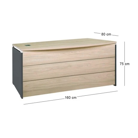 Γραφείο επαγγελματικό Progress χρώμα ανθρακί - elm 160x80x75εκ.