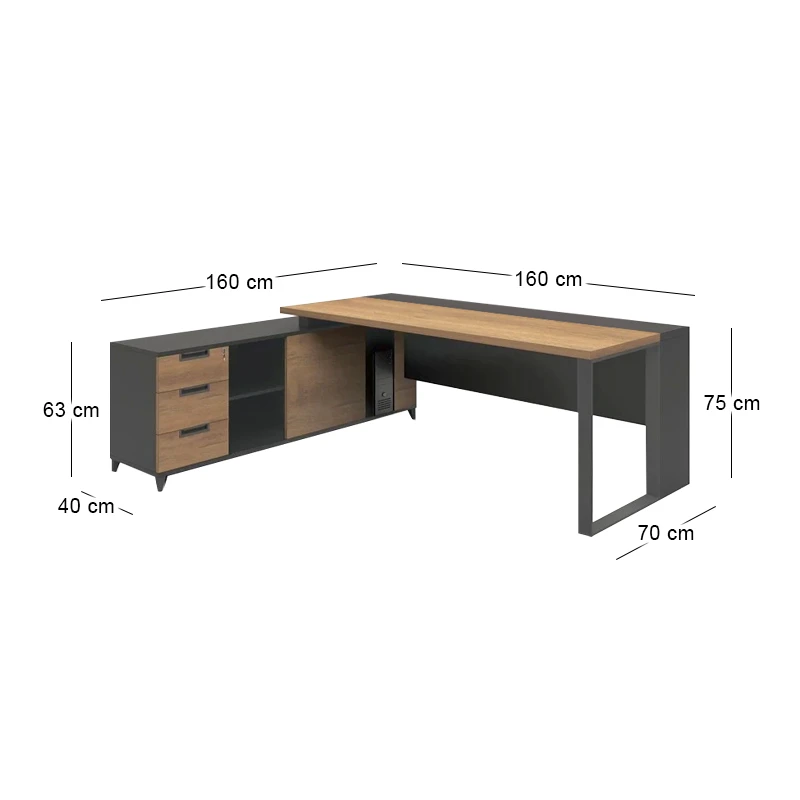 PROLINE Desk 160x160cm Wild Oak/Black