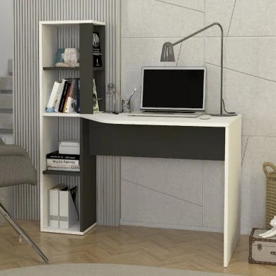 Gemini Megapap melamine study desk in anthracite - white color 121.8x59.6x131.8cm.