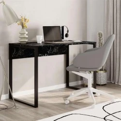 Inna Megapap melamine working desk in black marble color 100x60x75cm.