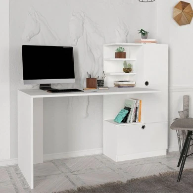 Merino Megapap melamine desk in white color 149,5x61,8x120cm.