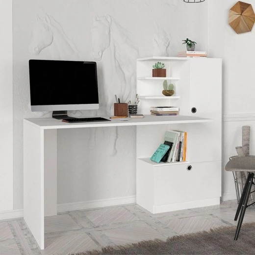 Merino Megapap melamine desk in white color 149,5x61,8x120cm.