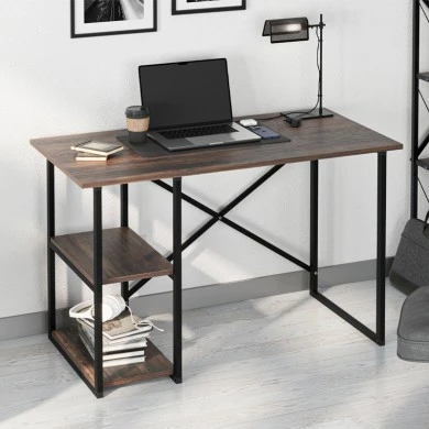 Odeon Megapap melamine reversible work desk in rustic walnut color 120x59.8x73.8cm.