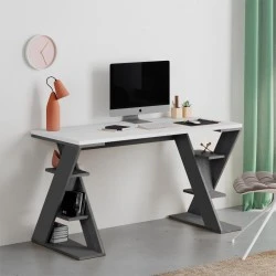 Γραφείο εργασίας Papillon Megapap χρώμα ανθρακί - λευκό 137x60x75εκ