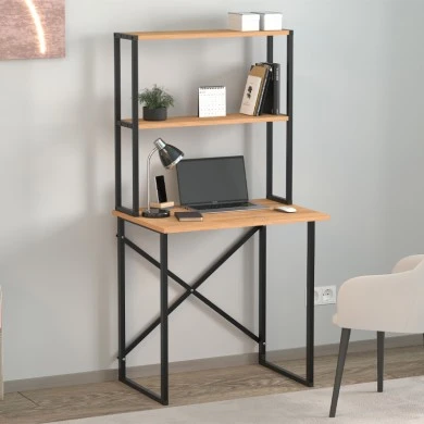 Pope Megapap metal - melamine study desk in pine oak color 73x52x146cm.