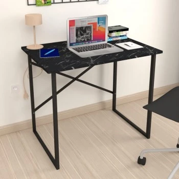 Rilke Megapap melamine - metal office desk in black marble effect color 90x60x75cm.