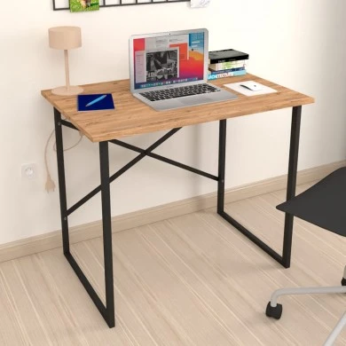Rilke Megapap melamine - metal office desk in pine oak color 90x60x75cm.