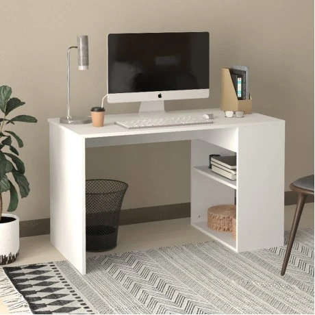 Smyrna Megapap melamine study desk in white color 120x60x74.4cm.