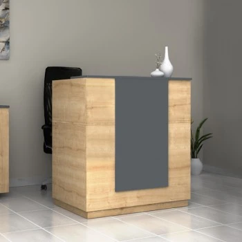 Gemini Megapap melamine reception desk in oak - anthracite color 100x70x110cm.