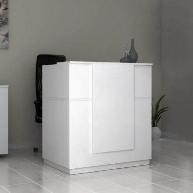 Gemini Megapap melamine reception desk in white color 100x70x110cm.