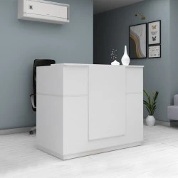 Gemini Megapap melamine reception desk in white color 150x70x110cm.