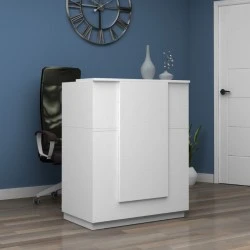 Gemini Megapap melamine reception desk in white color 90x50x110cm.