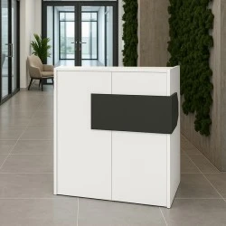 Aloha Megapap melamine welcome desk - reception with LED in white - anthracite color 95,5x40x110.3cm.