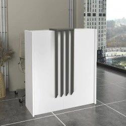 Hola Megapap melamine welcome desk - reception in white - anthracite color 93.6x45.2x110.3cm.