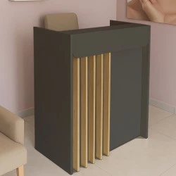 Karibu Megapap melamine welcome desk - reception with LED in anthracite - sepet oak color 90x40x100cm.