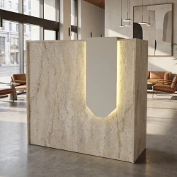 Γραφείο υποδοχής - reception Navita Megapap με LED χρώμα travertine - sandstone 113,6x42x111,8εκ. Γραφείο υποδοχής - reception Navita Megapap με LED χρώμα travertine - sandstone 113,6x42x111,8εκ.