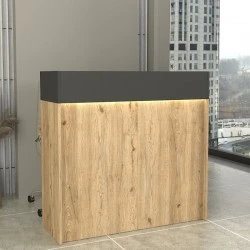 Wilko Megapap melamine welcome desk - reception with LED in sepet oak - anthracite color 113.6x42x110cm.