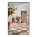 GREEK ISLAND ΠΙΝΑΚΑΣ ΣΕ ΤΥΠΩΜΕΝΟ ΚΑΜΒΑ ΜΕ ΛΕΥΚΗ ΠΑΛΑΙΩΜΕΝΗ ΚΟΡΝΙΖΑ 60Χ90ΕΚ