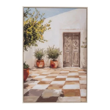 GREEK ISLAND ΠΙΝΑΚΑΣ ΣΕ ΤΥΠΩΜΕΝΟ ΚΑΜΒΑ ΜΕ ΛΕΥΚΗ ΠΑΛΑΙΩΜΕΝΗ ΚΟΡΝΙΖΑ 60Χ90ΕΚ