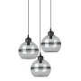 GLASS GREY PENDANT W 3 GLASS BALLS D15x13CM