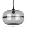 GLASS GREY PENDANT D30x20CM
