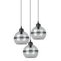 GLASS GREY PENDANT W 3 GLASS BALLS D15x13CM