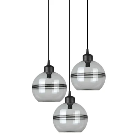 GLASS GREY PENDANT W 3 GLASS BALLS D15x13CM