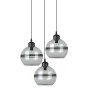 GLASS GREY PENDANT W 3 GLASS BALLS D15x13CM
