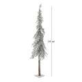 CHRISTMAS FROSTED PENCIL TREE 210CM WITH REAL WOOD TRUNK ON METAL BASE