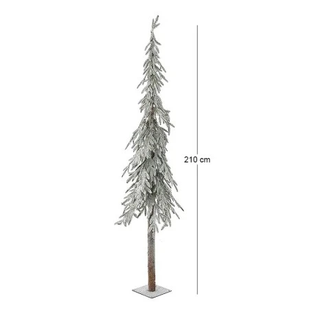 CHRISTMAS FROSTED PENCIL TREE 210CM WITH REAL WOOD TRUNK ON METAL BASE