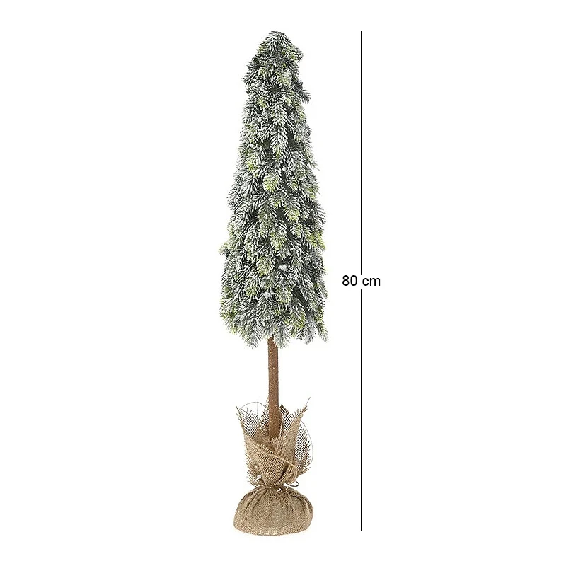 XMAS SNOWY CONE TREE IN JUTE BAG 80CM