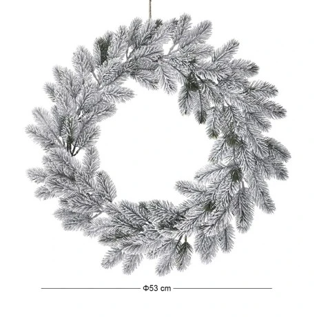 XMAS SNOWY FIR WREATH D53CM