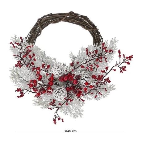 ΧΙΟΝΙΣΜΕΝΟ ΣΤΕΦΑΝΙ ΙΤΙΑ ΜΕ KOKKINA BERRIES ΚΑΙ ΚΟΥΚΟΥΝΑΡΙΑ 45ΕΚ