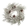 SNOWY WREATH WITH WHITE BERRIES AND PINE CONES 40CM