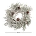 SNOWY WREATH WITH WHITE BERRIES AND PINE CONES 40CM