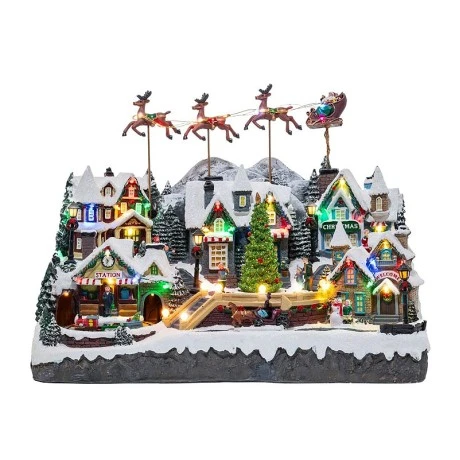 CHRISTMAS ANIMATED VILLAGE WITH ADAPTOR 55X32.5X37CM