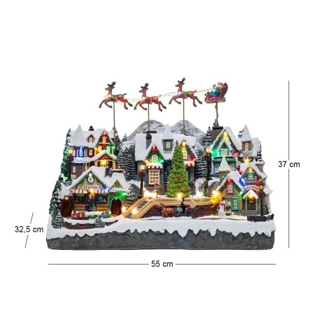 CHRISTMAS ANIMATED VILLAGE WITH ADAPTOR 55X32.5X37CM